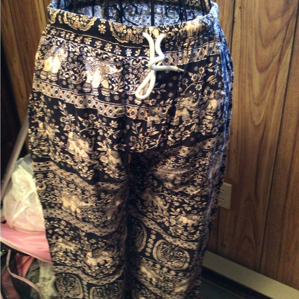 Black and Cream Patterned Joggers